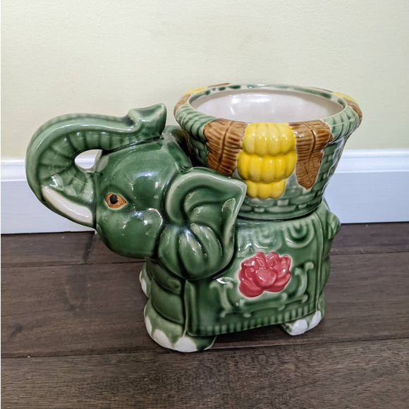 Accents 7 Vintage Ceramic Elephant Flower Pot Planter Vase Succulent